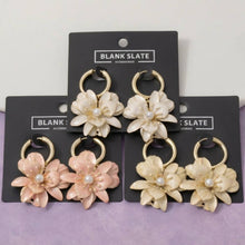 Load image into Gallery viewer, Layered Flower And Pearl Hoop Drop Earrings