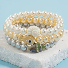 Load image into Gallery viewer, Glass Pearl Shell Beaded Stretch Bracelet
