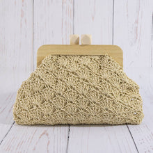 Load image into Gallery viewer, Crochet Paper Straw Wood Frame Clutch