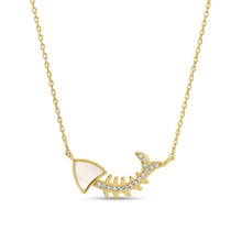 Load image into Gallery viewer, Chic Pavé and Shell Fishbone Necklace