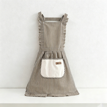 Load image into Gallery viewer, Striped Princess with Towel Pocket Apron - Polyester Backband Kitchen Apron