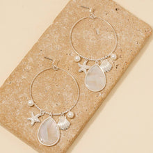 Load image into Gallery viewer, Sea Life And Mother Of Pearl Tear Charms Hoop Dangle
