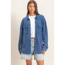 Load image into Gallery viewer, Mineral Wash Waffle Knit Button-Up Shacket