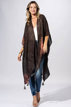 Load image into Gallery viewer, Black Floral Tassel Kimono