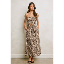 Load image into Gallery viewer, Paisley Scarf Rattan Belt Strapless Maxi Dress