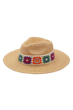 Load image into Gallery viewer, Floral Crochet Band Straw Hat