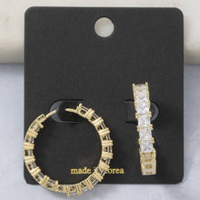 Load image into Gallery viewer, Cz Pave Square Face Hoop Earrings