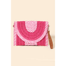 Load image into Gallery viewer, Striped Straw Stitch Clutch Bag