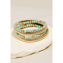 Load image into Gallery viewer, Mixed Beads And Metallic Coil Elastic Bracelet Set