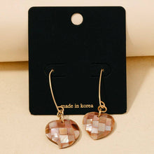 Load image into Gallery viewer, Shell Plated Heart Charm Dangle Earrings