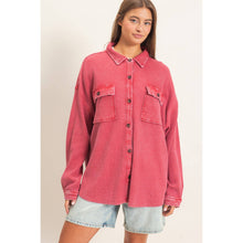 Load image into Gallery viewer, Mineral Wash Waffle Knit Button-Up Shacket