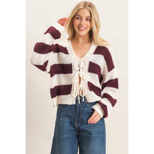 Load image into Gallery viewer, Striped V-Neck Sweater Cardigan