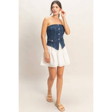 Load image into Gallery viewer, Strapless Button-Up Denim Top
