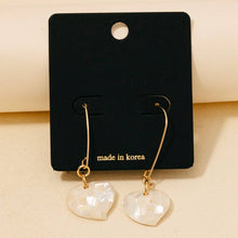 Load image into Gallery viewer, Shell Plated Heart Charm Dangle Earrings