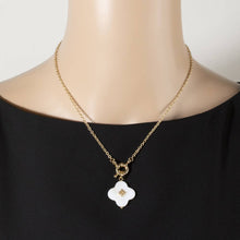 Load image into Gallery viewer, Shell Clover Pendant Necklace With Cz Center