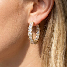 Load image into Gallery viewer, Cz Pave Square Face Hoop Earrings