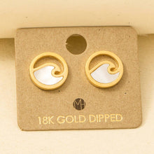 Load image into Gallery viewer, Gold Dipped Circle Wave Stud Earrings