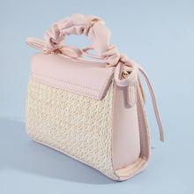 Load image into Gallery viewer, Ruched Bow Handle Straw Mini Bag With Shell Charm