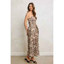 Load image into Gallery viewer, Paisley Scarf Rattan Belt Strapless Maxi Dress