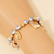 Load image into Gallery viewer, Western And Heart Charms Floral Ceramic Beaded Bracelet