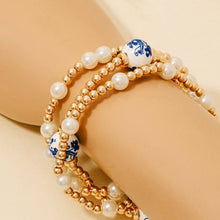 Load image into Gallery viewer, Floral Ceramic And Pearl Beaded Bracelet Set
