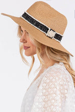 Load image into Gallery viewer, Tweed Pearl Band Straw Sun Hat