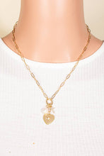 Load image into Gallery viewer, Pearl Cross And North Star Heart Charms Chain Necklace