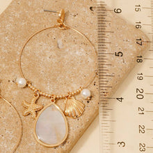 Load image into Gallery viewer, Sea Life And Mother Of Pearl Tear Charms Hoop Dangle
