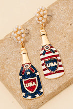 Load image into Gallery viewer, 4Th Of July Usa Themed Champagne Dangle Earrings