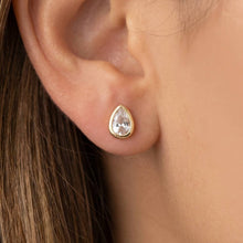 Load image into Gallery viewer, Teardrop Bezel Cz Stud Earrings