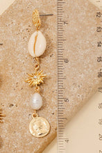 Load image into Gallery viewer, Puka Shell Pearl And Coin Charms Dangle Chain Earrings