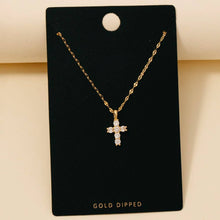 Load image into Gallery viewer, Gold Dipped Cz Circle Pave Cross Gem Pendant Necklace