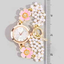 Load image into Gallery viewer, Double Flower Detail Chain Beads Bracelet Watch