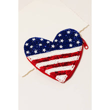 Load image into Gallery viewer, Sequin And Seed Beaded American Heart Coin Purse