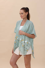Load image into Gallery viewer, Floral Embroidered Tassel Hem Kimono Cardigan