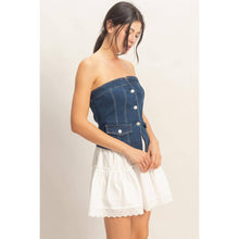 Load image into Gallery viewer, Strapless Button-Up Denim Top