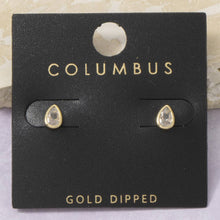 Load image into Gallery viewer, Teardrop Bezel Cz Stud Earrings