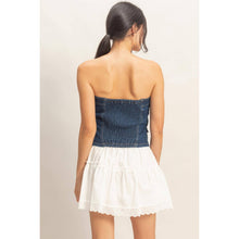 Load image into Gallery viewer, Strapless Button-Up Denim Top