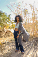 Load image into Gallery viewer, Pom Trimmed Jacquard Kimono