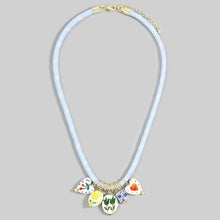 Load image into Gallery viewer, Ceramic Floral Charm Cluster Rope Cord Necklace