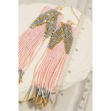 Load image into Gallery viewer, Rectangular Boho Seed Beaded Fringe Dangle Earrings