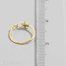 Load image into Gallery viewer, Gold Dipped Cz Double Flower Open Ring