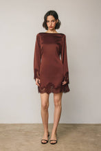 Load image into Gallery viewer, Satin & Lace Long Sleeve Mini Dress