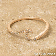 Load image into Gallery viewer, Gold Dipped Delicate Studded Wave Ring