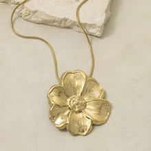 Load image into Gallery viewer, Oversized Puff Flower Pendant Snake Chain Necklace