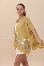 Load image into Gallery viewer, Floral Embroidered Tassel Hem Kimono Cardigan
