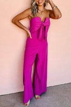 Load image into Gallery viewer, Bow Strapless Wide Leg Jumpsuit