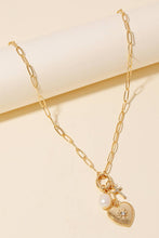 Load image into Gallery viewer, Pearl Cross And North Star Heart Charms Chain Necklace