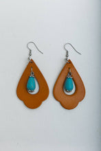 Load image into Gallery viewer, Western Leather Cutout Earrings with Turquoise Stone