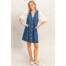 Load image into Gallery viewer, V-Neck Button-Front Denim Dress